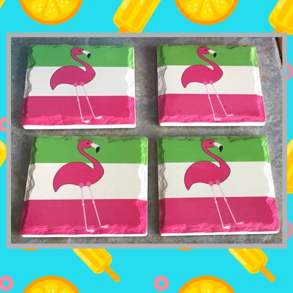 Flamingo Coaster Set - Picture 3 of 3